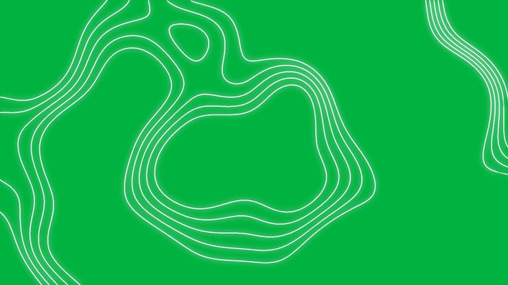 Linee di mappa topografica animate su sfondo schermo verde