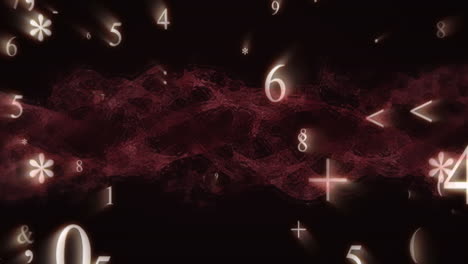 animation of mathematical formula and numbers moving on black background