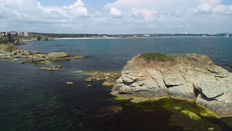 Drone-footage-around-small-island-in-Black-sea,-Bulgaria