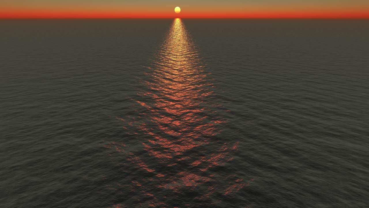 바다 위에 해가 지는 것