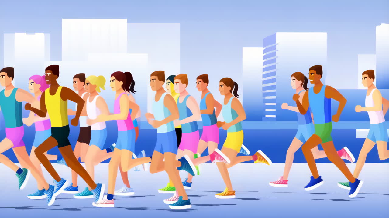 Diverse Group of Runners Participating in a City Marathon