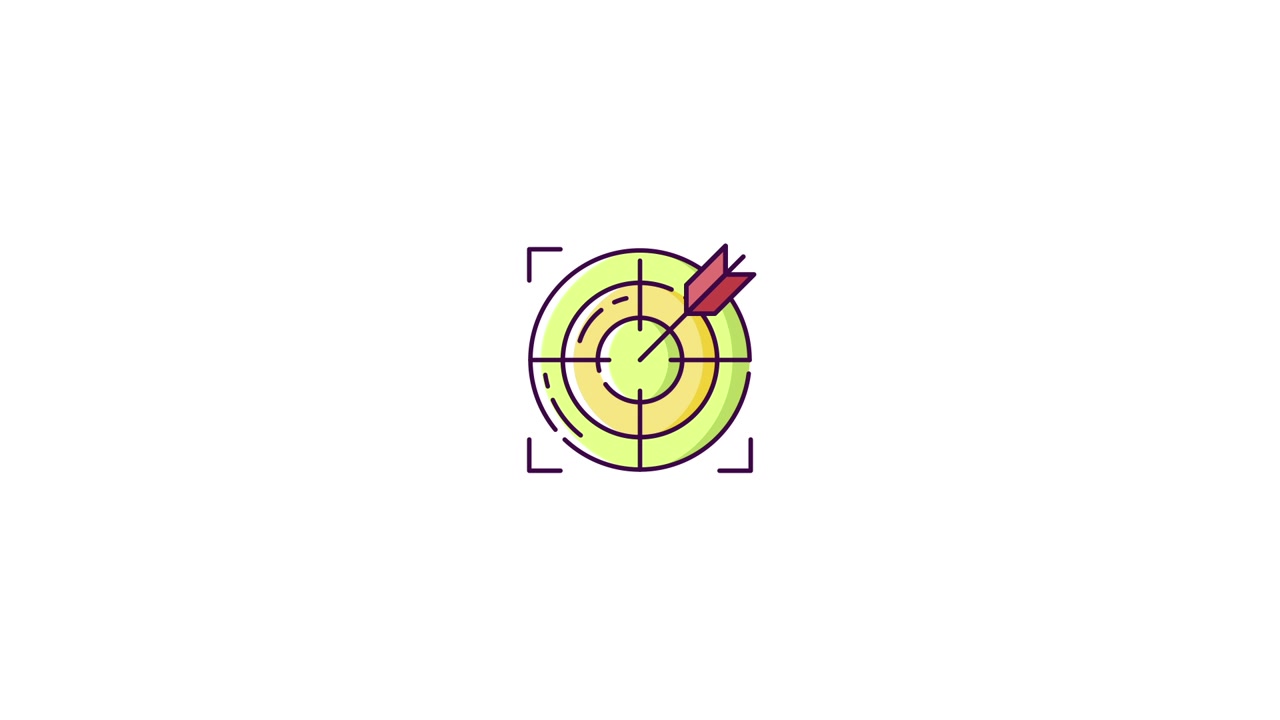 Animated Arrow Hitting Target Bullseye with Focus Frame