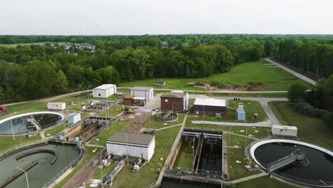 Sewage-Treatment-Plant-Stages-In-Collierville,-Tennessee,-USA