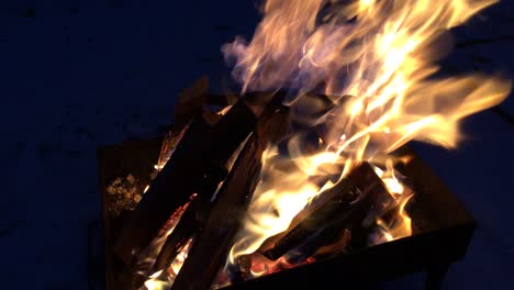 fuego de barbacoa en un día de invierno