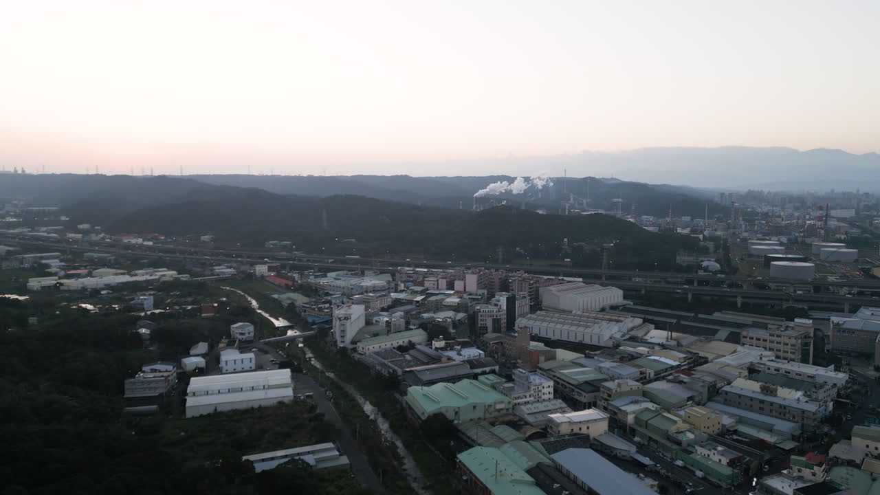 Pullback Drone View, Luzhu District Taoyuan Taiwan, Industrial Area