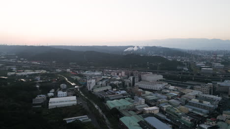 pullback drone view, luzhu district taoyuan taiwan, industrial area