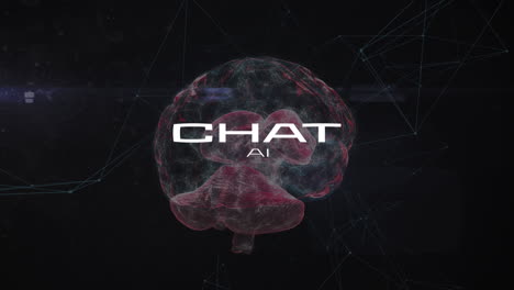 animación de texto de chat de inteligencia artificial y procesamiento de datos sobre el cerebro humano