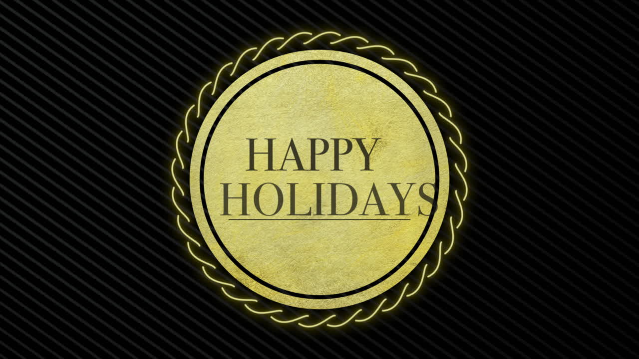 elegante negro y dorado felices fiestas círculo en el tablero de ajedrez