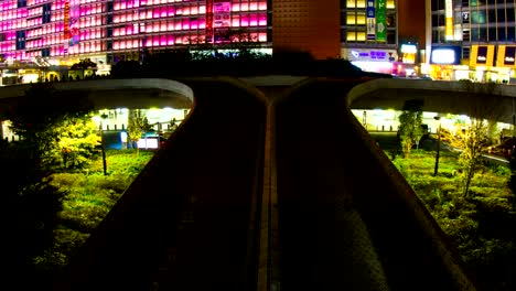 night lapse at shinjuku rotary low angle zoom out