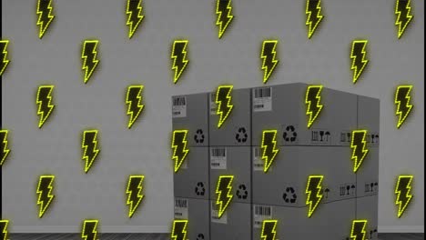 animation of lightning icons over boxes