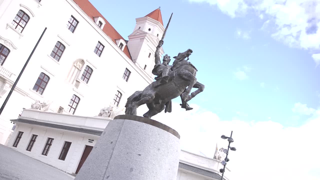 Equestrian statue of Slovakia patron Svatopluk in Bratislava castle.