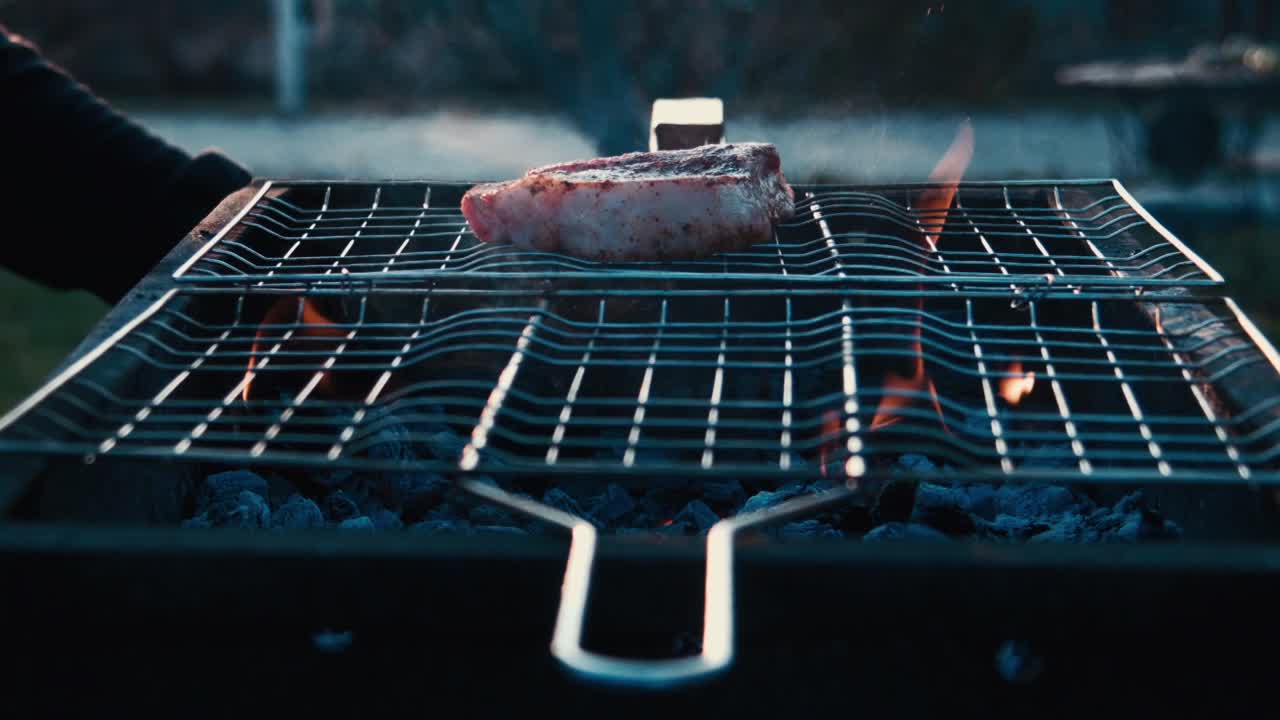 Grilled Pork Meat On Barbeque