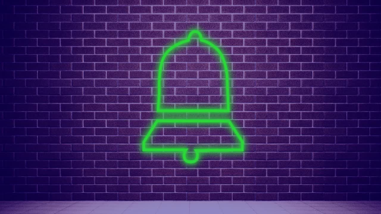 벽돌 벽 4k에 화살표 네온 표지