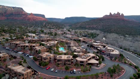 aerial push over new development in sedona arizona