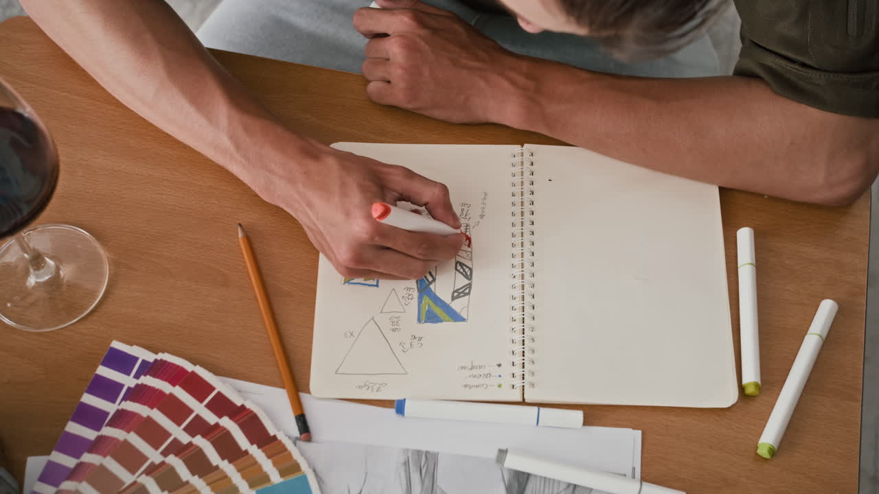 Creative Designer Drawing Ornaments in Copybook