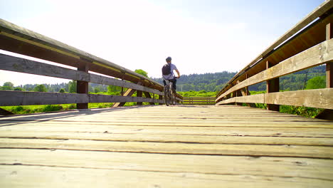 Bicycle-on-Wooden-Bridge-in-a-Park