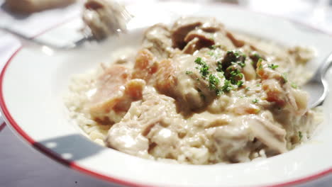 Cerca-Del-Plato-Tradicional-Francés-Blanquette-De-Veau-Estofado-De-Ternera