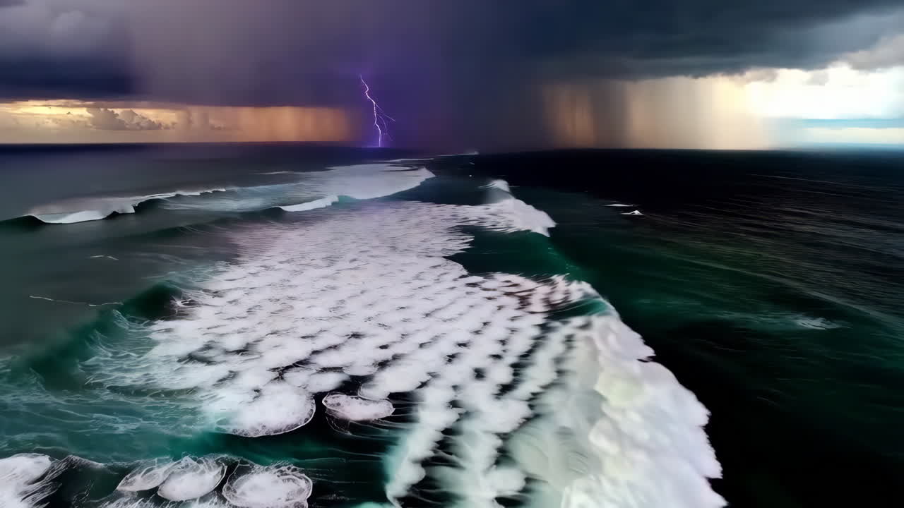 Powerful Storm Over Ocean Waves