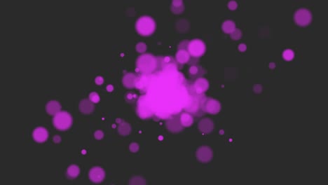 pequeñas partículas púrpuras y bokeh redondo en un fondo brillante