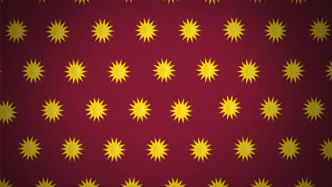 animation of multiple suns moving over red background