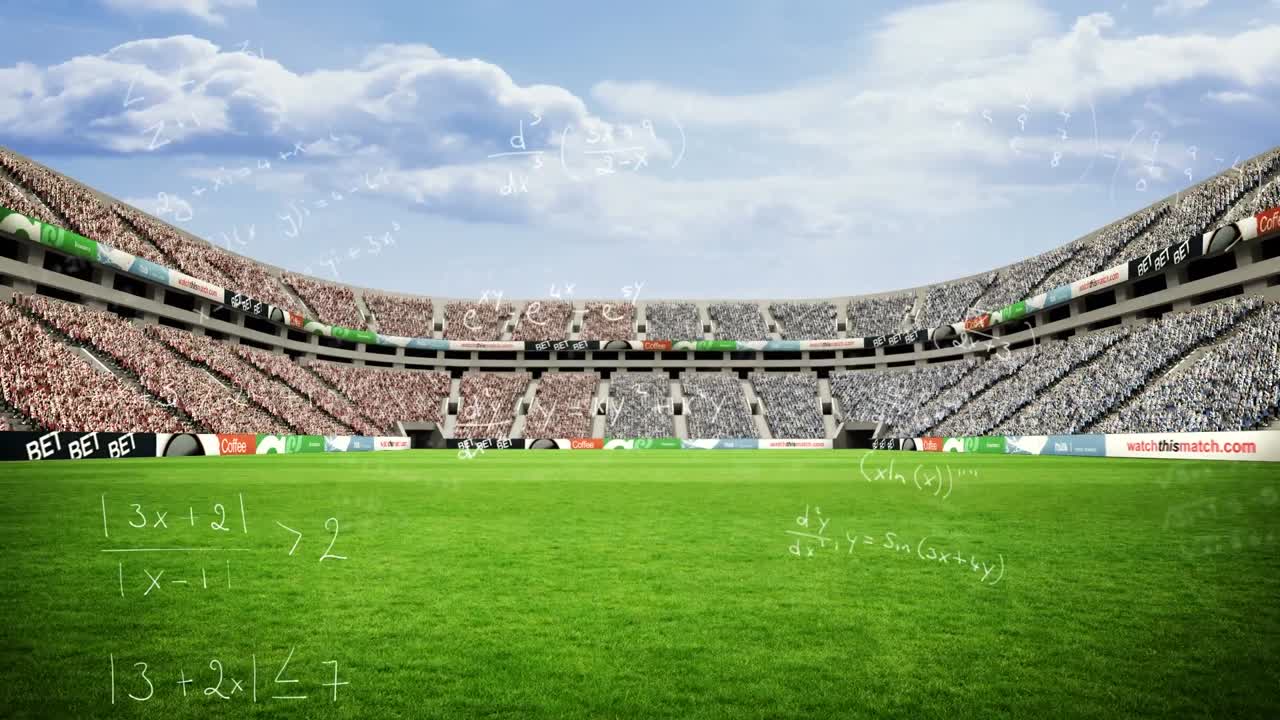 animación de ecuaciones matemáticas sobre el estadio