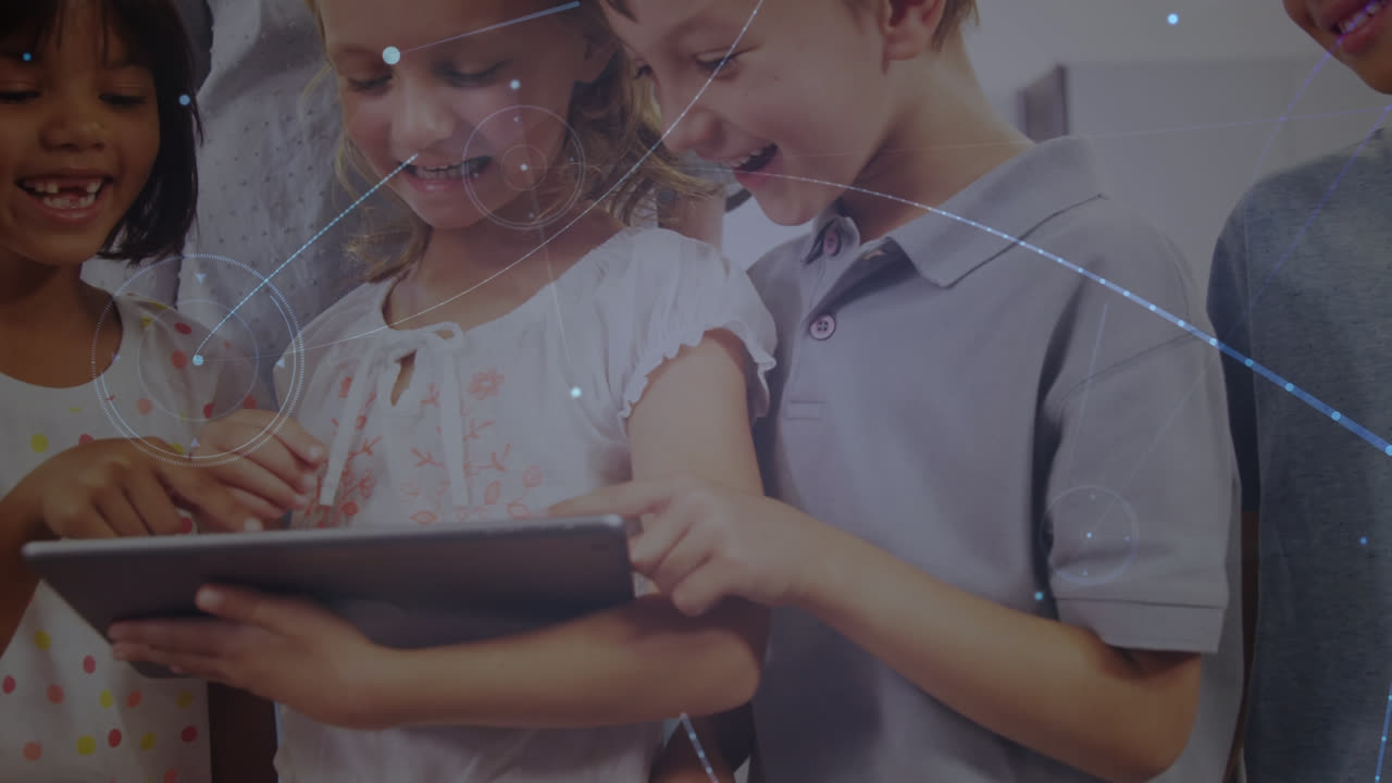 animación de la red de conexiones entre diversos escolares