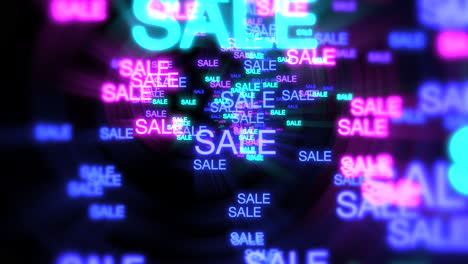 motion of neon text sale in dark background