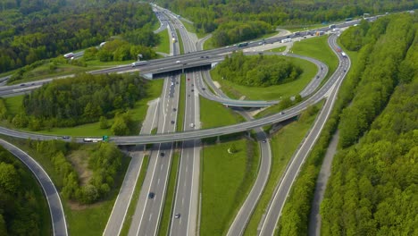 aerial view of autobahn beside stuttgart