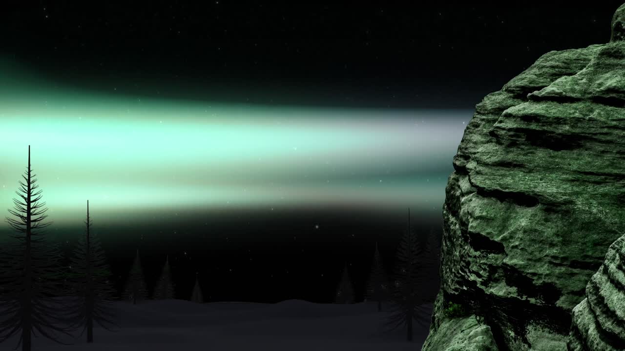 animación del paisaje de invierno en navidad sobre la aurora