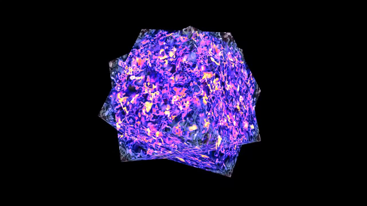 미스터리 큐브 (cube mystery abstract glow) - 액체 에너지, 완전한 전력, 보라색과 어두운 선 표면