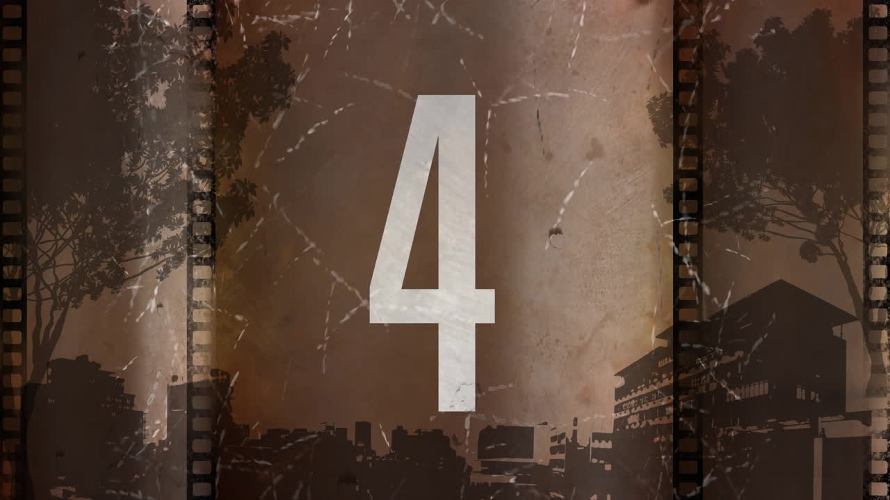 animación de la cuenta atrás a la medianoche en un fondo de angustia