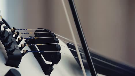 close view modern white violin in hands