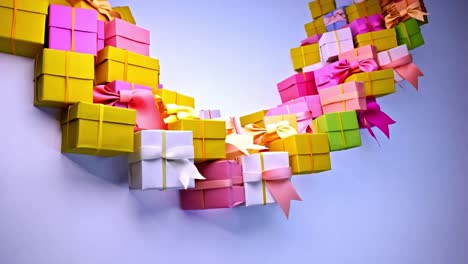 colorful gift boxes with ribbons