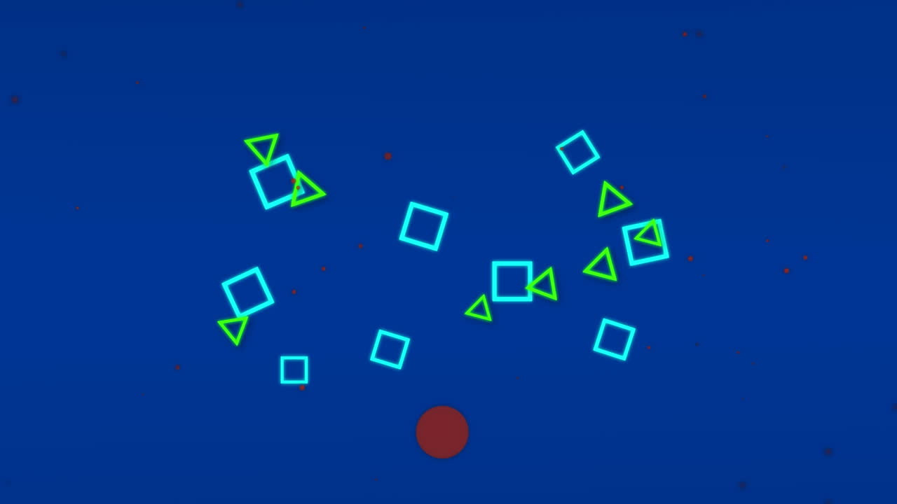 animación de formas abstractas que se mueven sobre un fondo azul