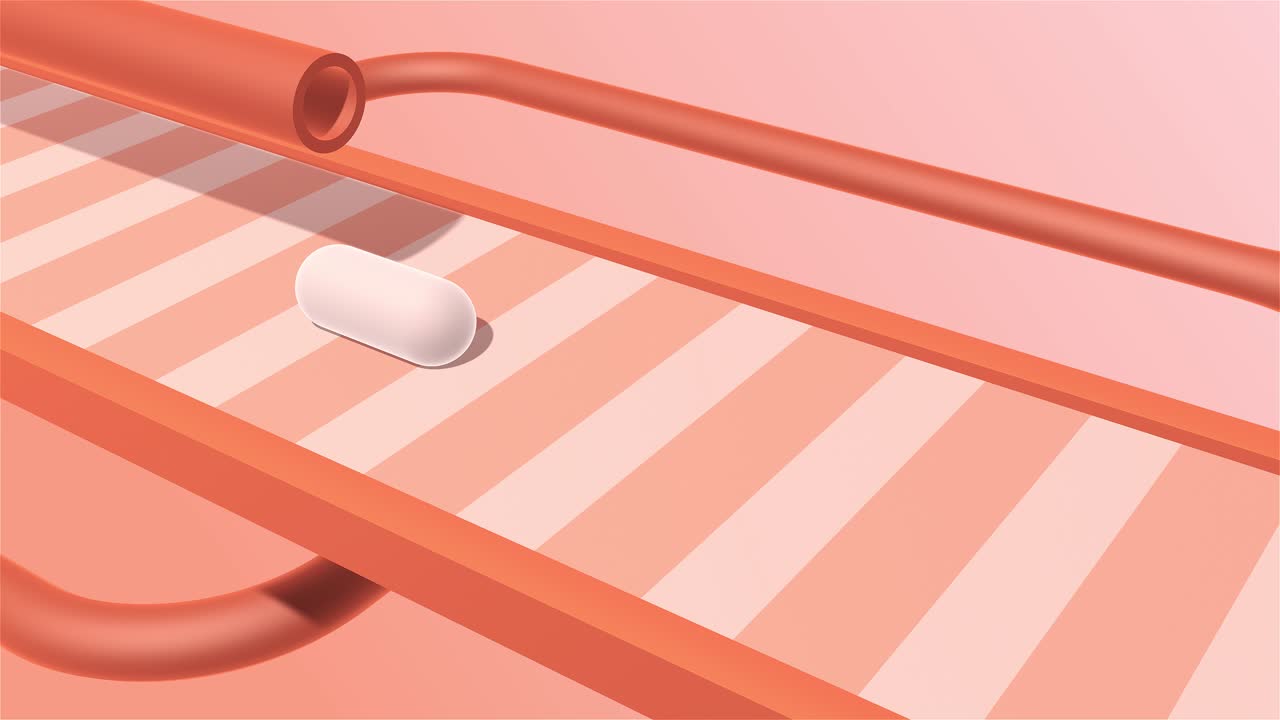 Abstract Geometric Design with Orange and Pink Tubes