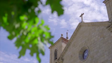 cathedral in castelo branco, camera movement reveal the tower of cathedral in castelo branco