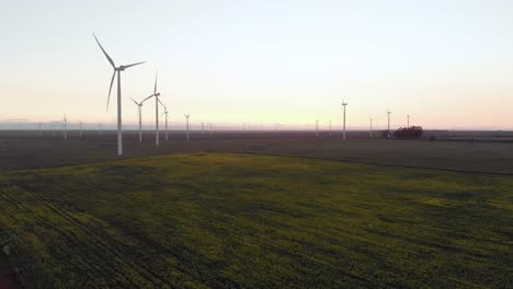 General-view-of-wind-turbines-in-countryside-landscape-with-cloudless-sky