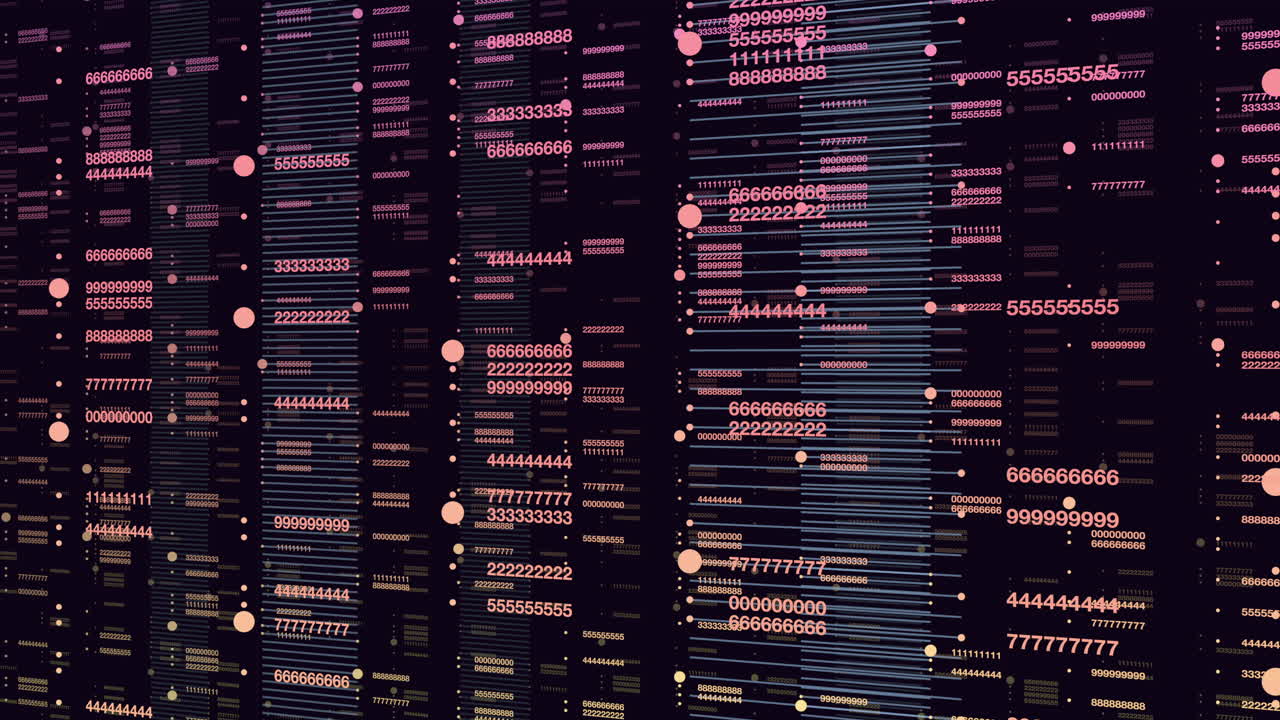 Random numbers pattern in rows on dark space
