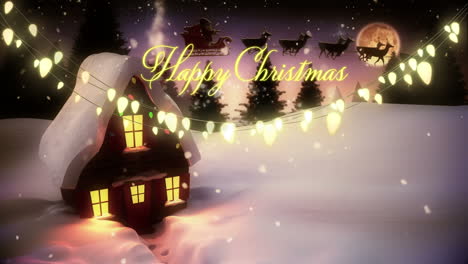 Animation-of-happy-christmas-text-over-winter-scenery