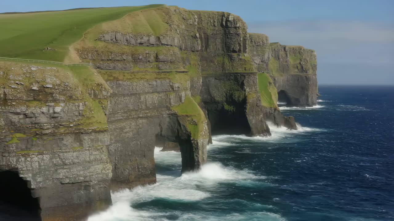 Stunning View of the Cliffs of Moher with Crashing Ocean Waves