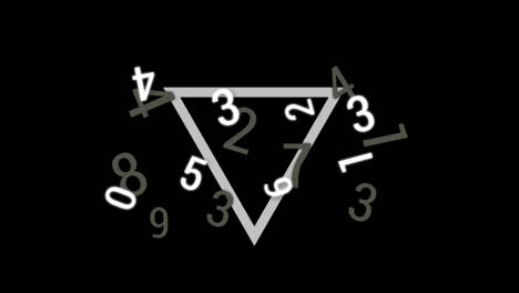 animation of numbers and shapes over black background