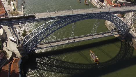 Porto---Portugal,-cinematic-aerial-perspective-of-city-center-and-River-Douro