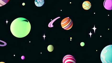Colorful planets and stars in outer space animation