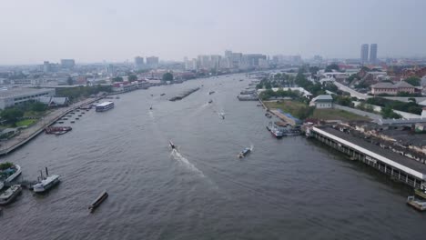 aerial view of chao phraya river, bangkok, thailand