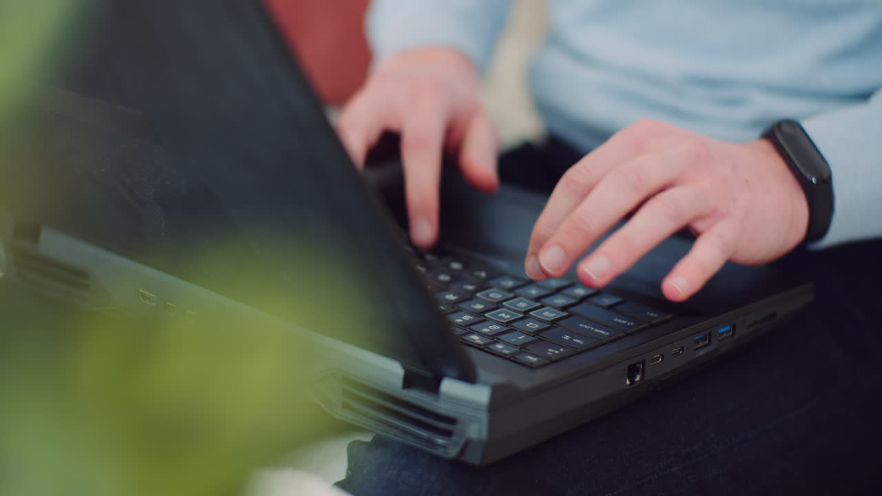 Man Typing Fast On Computer Keyboard Doing Online Work And Working Remotely From Home 1