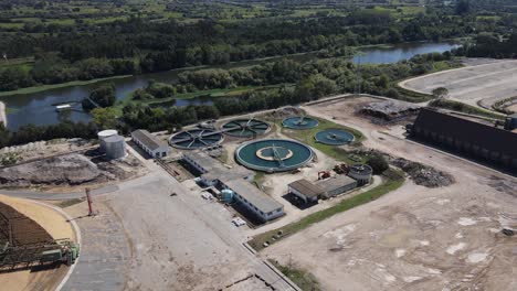 aerial view of an industrial water treatment station