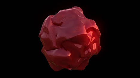 animación de bucle 3d de un objeto abstracto. el fondo es negro. el color es rojo.