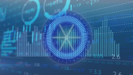 animación del escaneo del alcance y el procesamiento de datos financieros
