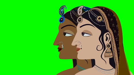 two traditional indian hindu women on a green screen