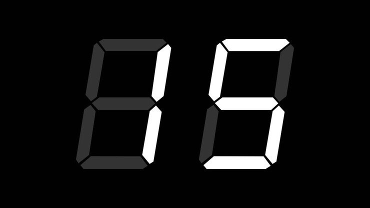 Two digit, thirty second digital clock counting up from 0. White digits on black background. Retro digital alarm clock, clean animation, black and white. Easily keyable clean luma matte on black